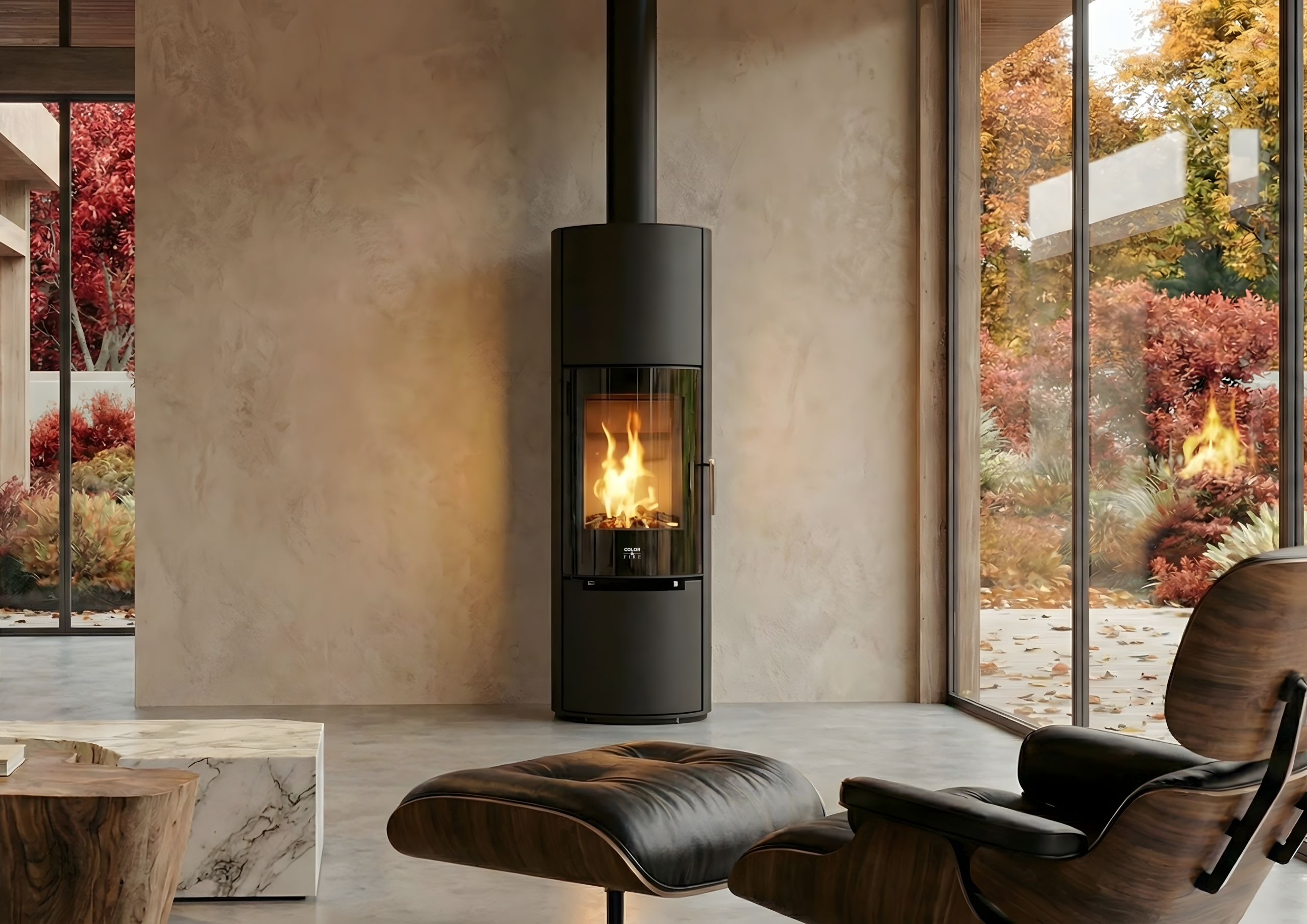 Poêle à bois H2 P20 Color & Fire dans un intérieur