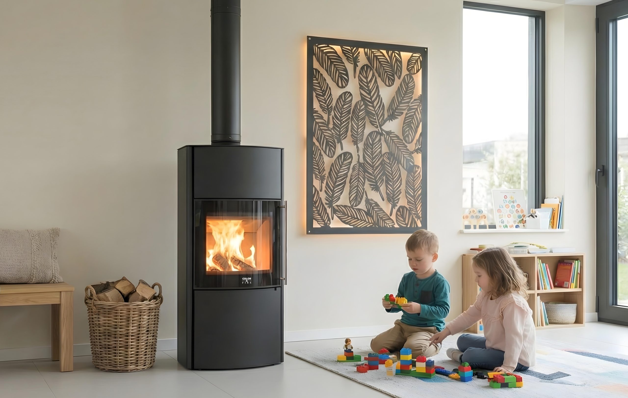Poêle à bois Ardeco T2 Color & Fire dans un intérieur