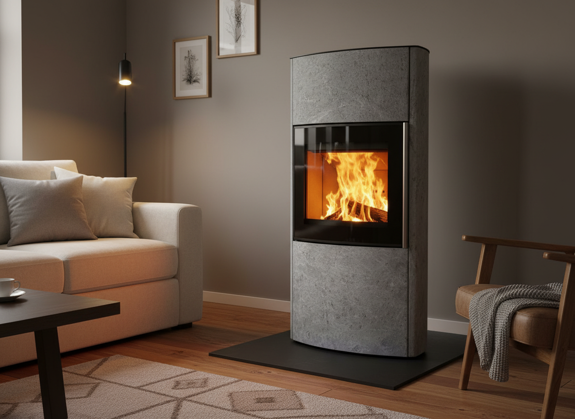 Poêle à bois Ardeco T2 en pierre ollaire Color & Fire